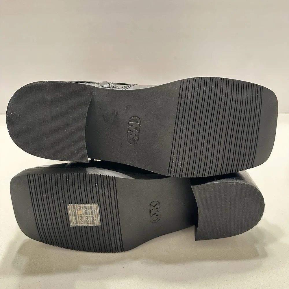 Michael Kors Crosby Moto Boots In Black Size 5.5 Leather Silver Accents with Box - Picture 8 of 12